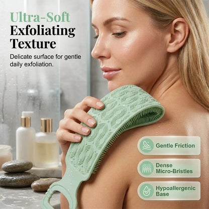 Silicone Bath Brush, Double-Sided Back Scrubber for Body Cleansing &amp; Exfoliating