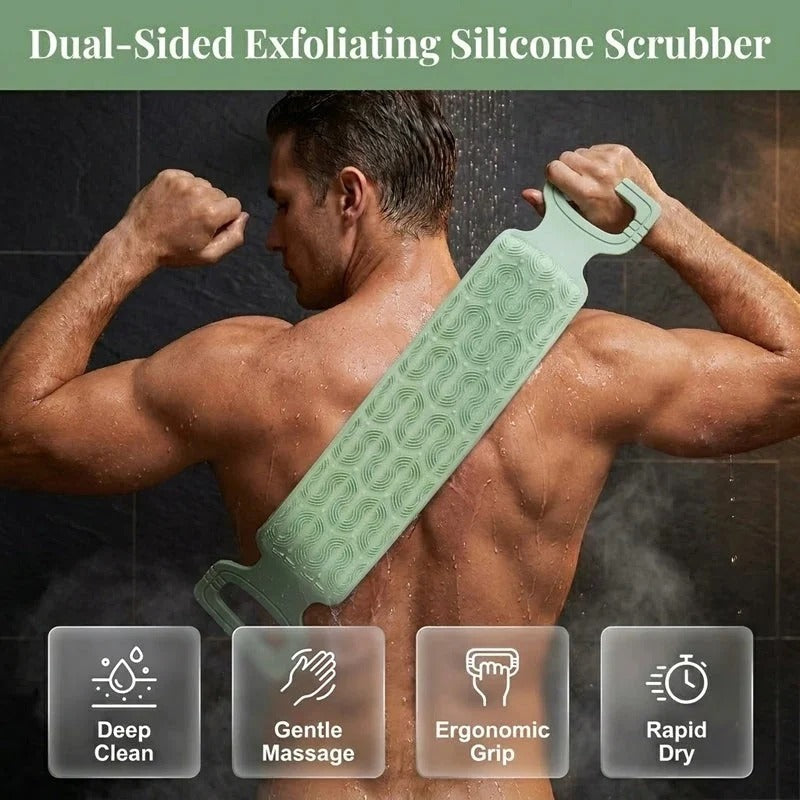 Silicone Bath Brush, Double-Sided Back Scrubber for Body Cleansing &amp; Exfoliating